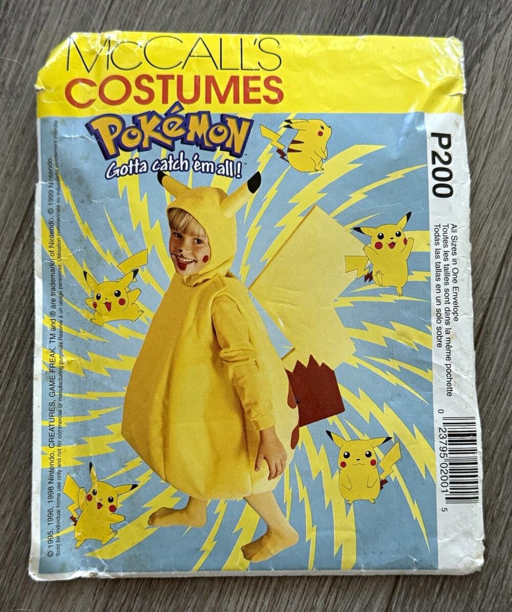 Vintage 1999 McCall's Costumes Pokémon Pikachu Halloween Sewing Pattern P200